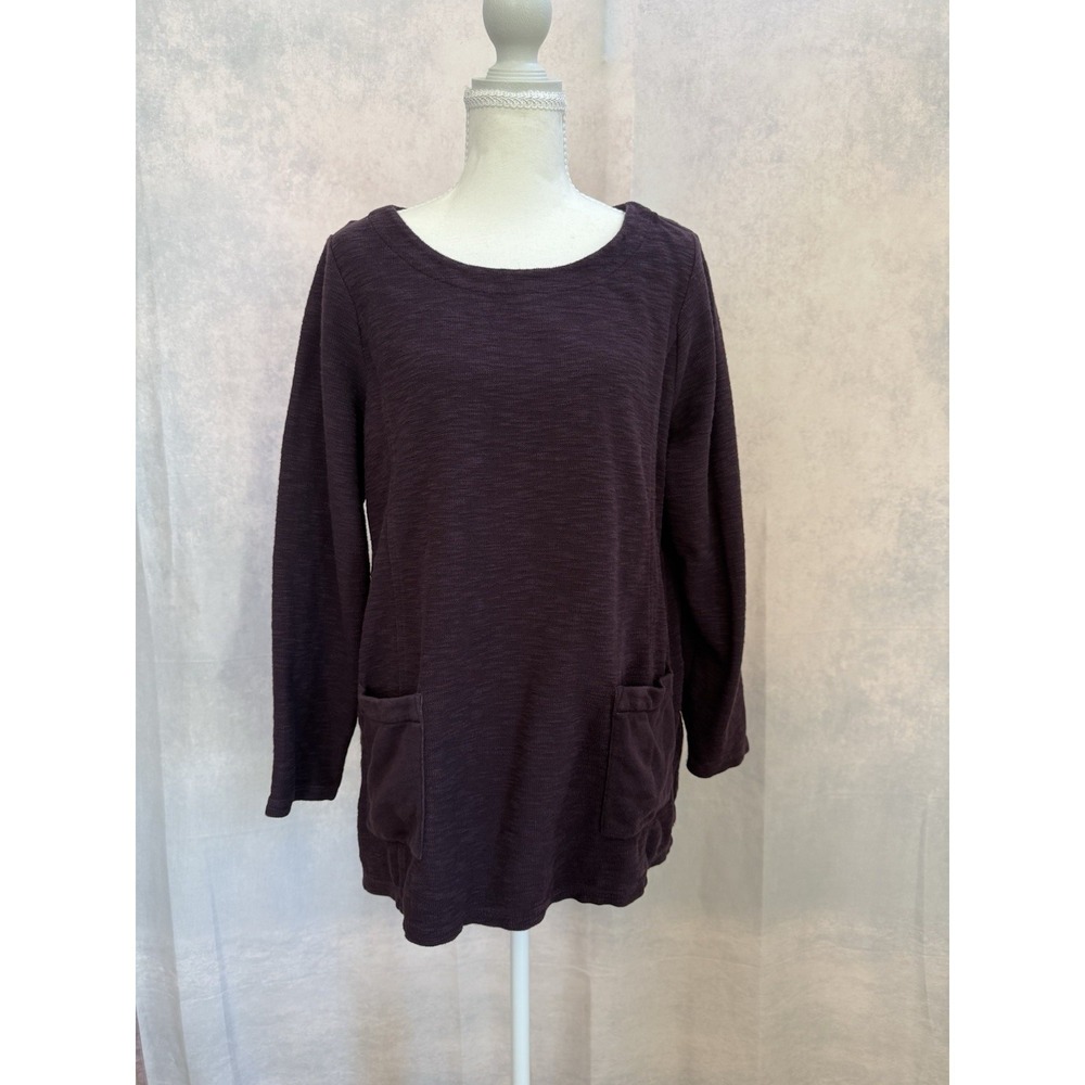 Pure Jill Womens Tunic Organic Cotton Long Sleeve Pockets Minimalist Med Petite